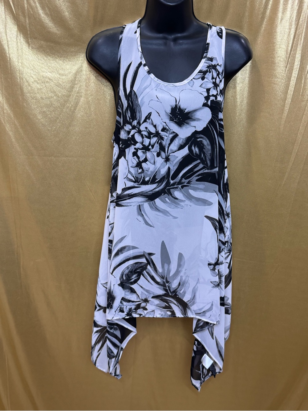 Kalijati Floral Tropical Sharkbite Tunic Tank Top Medium Made in Indonesia